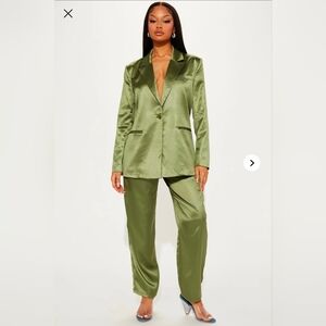 Fashion Nova Satin Green Women's Pantsuit Sz Xl
